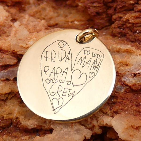 Gravurplättchen rund 14mm Echtgold
